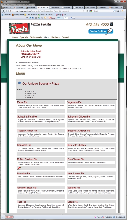 Online Menu